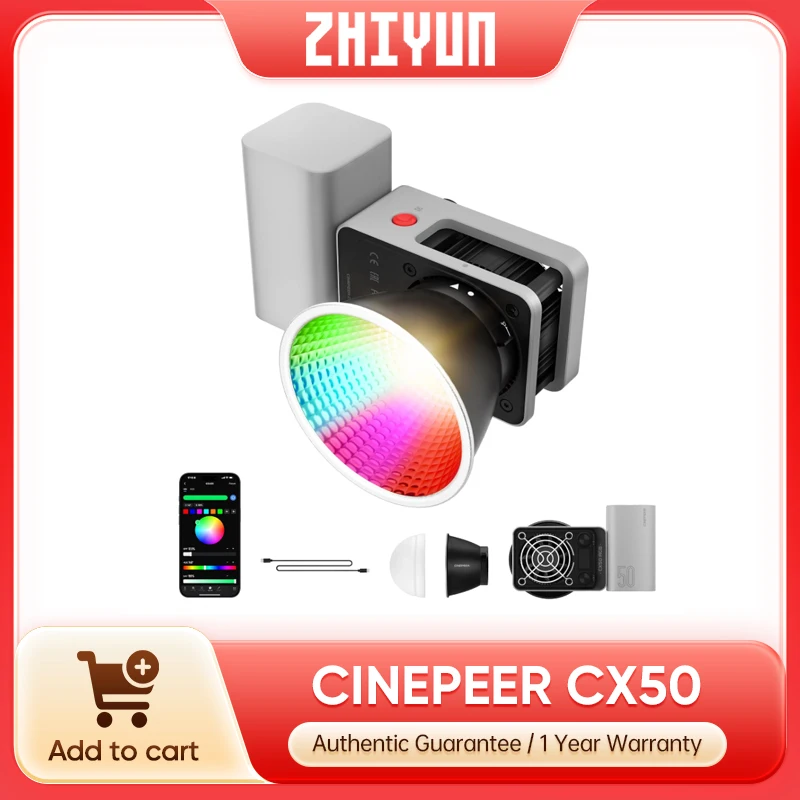 Photography Lighting Kit Portable - Zhiyun CINEPEER CX50 RGB-Videoleuchte 2700K-6500K Vollfarbige