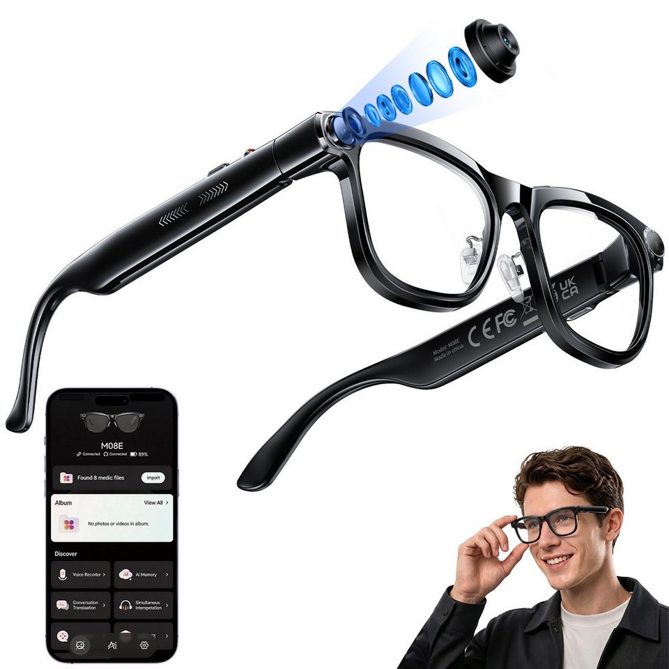 Photography Lighting Indoor - KI-Smart-Brille mit ChatGPT Echtzeit-Übersetzung 1300W Kamera