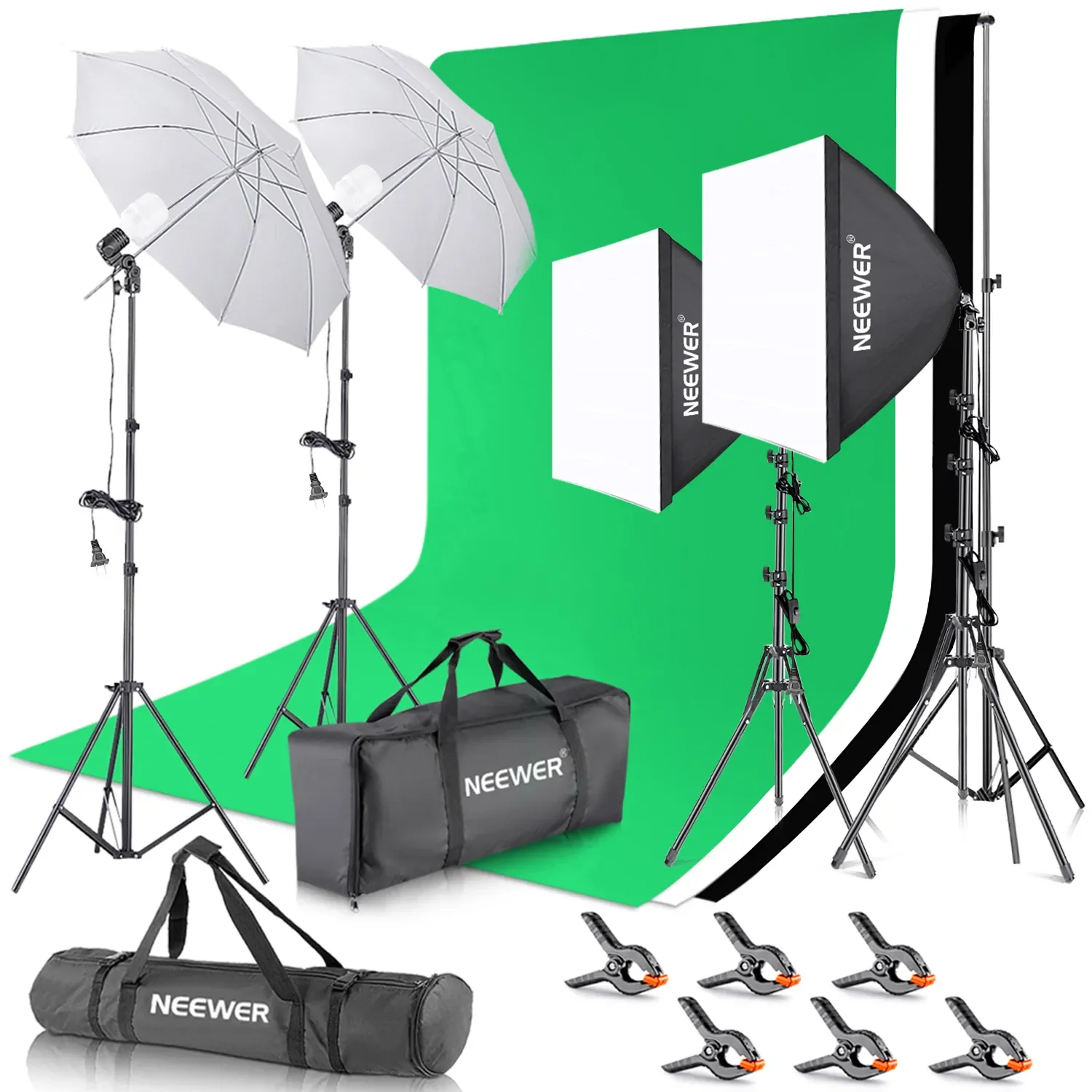 Photography Lighting Kit Neewer - NEEWER Fotografie-Beleuchtungsset mit Hintergründen, 8,5x10ft Hintergrundständern,