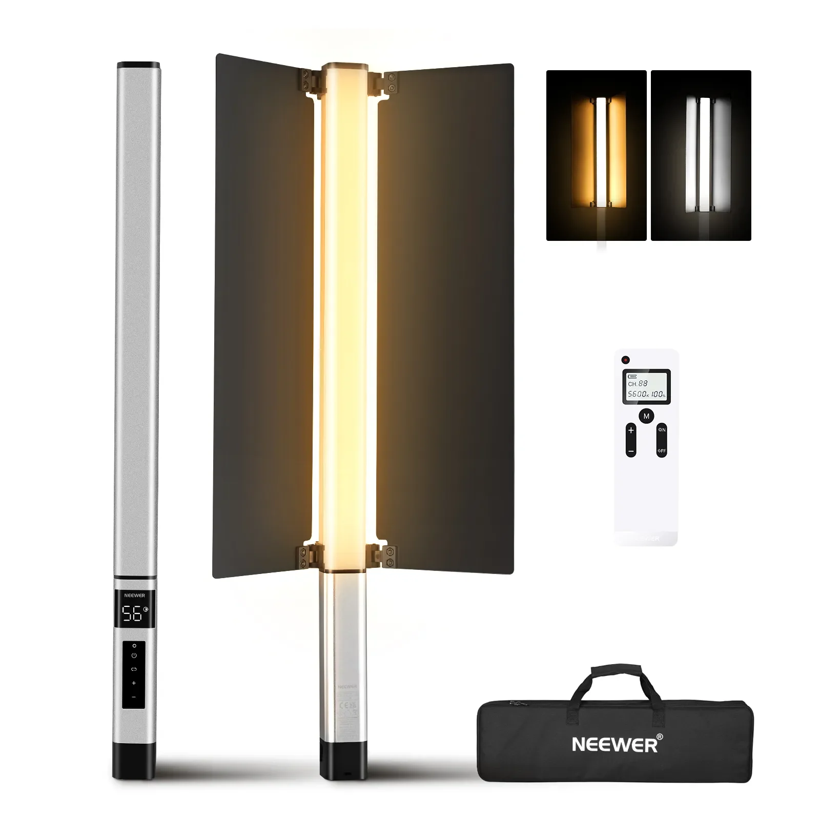 Photography Lighting Kit Neewer - Neewer Tragbarer LED-Videolichtstab, Fotografie-Beleuchtungsset mit Flügeln/Fernbedienung,