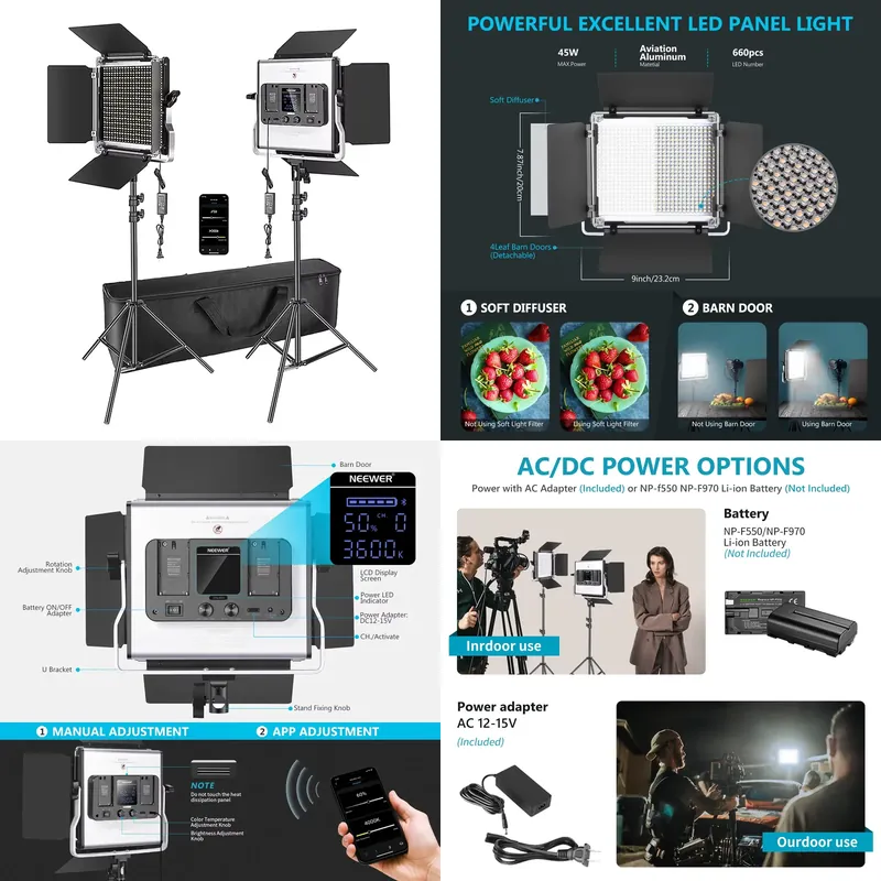Photography Lighting Kit Neewer - Fotografie-Video-Beleuchtungsset 3200K-5600K CRI 97+ NEEWER 2er-Pack
