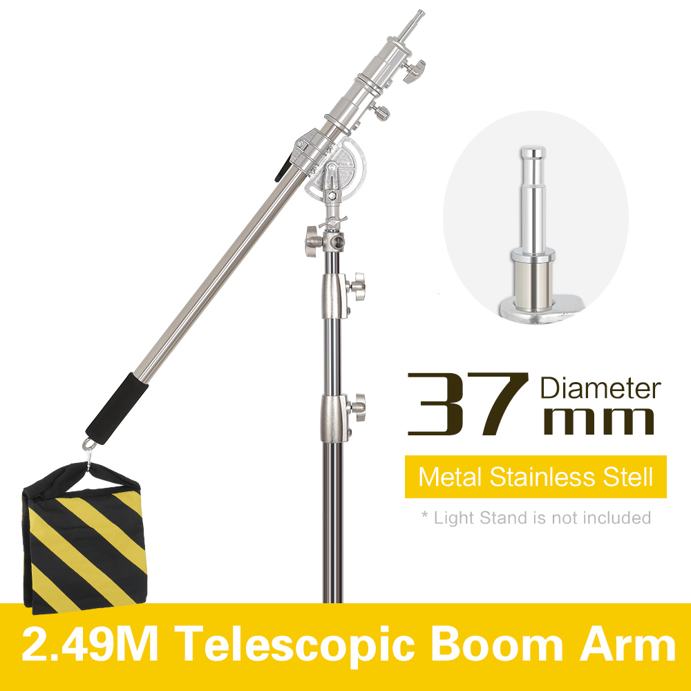 Photography Lighting Set - 2,49 m Länge Kreuzarm Edelstahl Kit