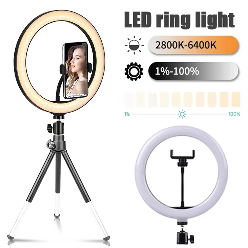 Photography Lighting Stick - 10 Zoll Selfie-Ringlicht Fotografie-Beleuchtung LED-Ringlampe mit