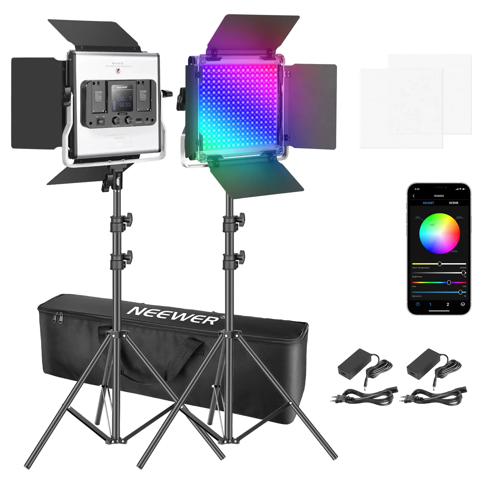Photography Lighting Kit Neewer - Neewer 2er-Pack 660 RGB LED-Leuchten mit