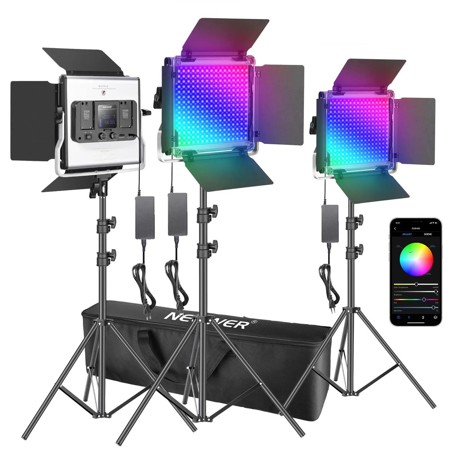Photography Lighting Kit Neewer - Neewer 3er-Pack 480 RGB LED-Leuchten mit