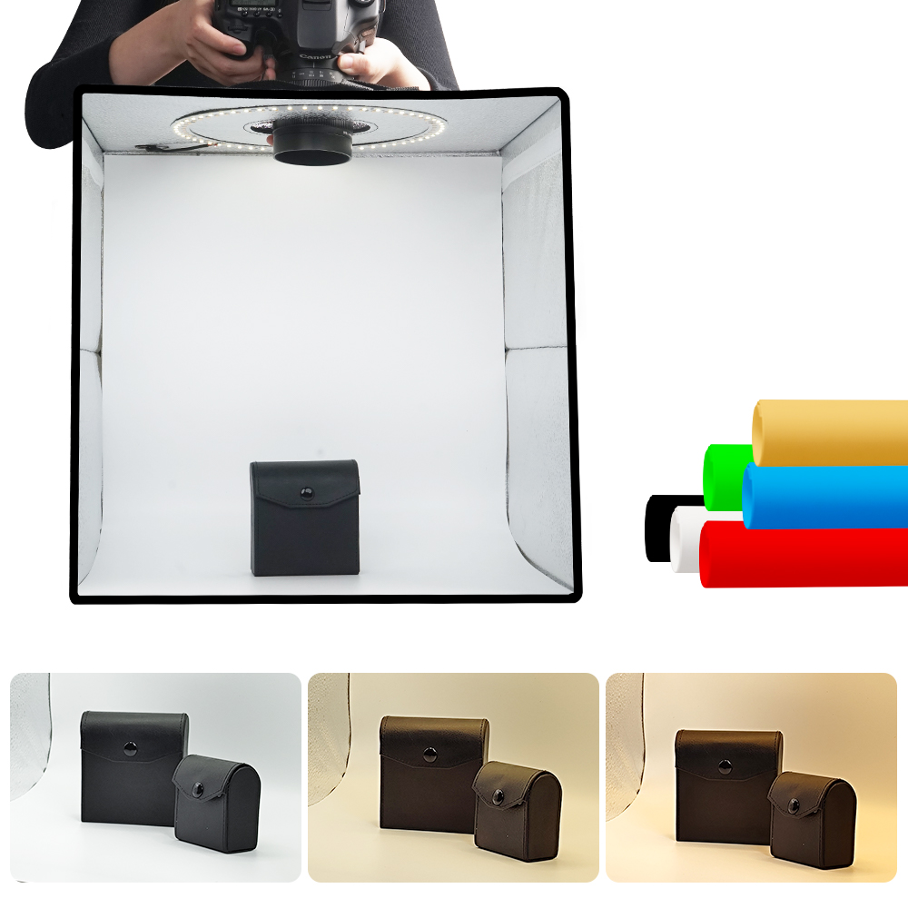 Photography Lighting Kit Portable - Lightdow Dimmbare Fotobox, LED-Lichtraum, Fotostudio-Leuchtkasten-Set, 120