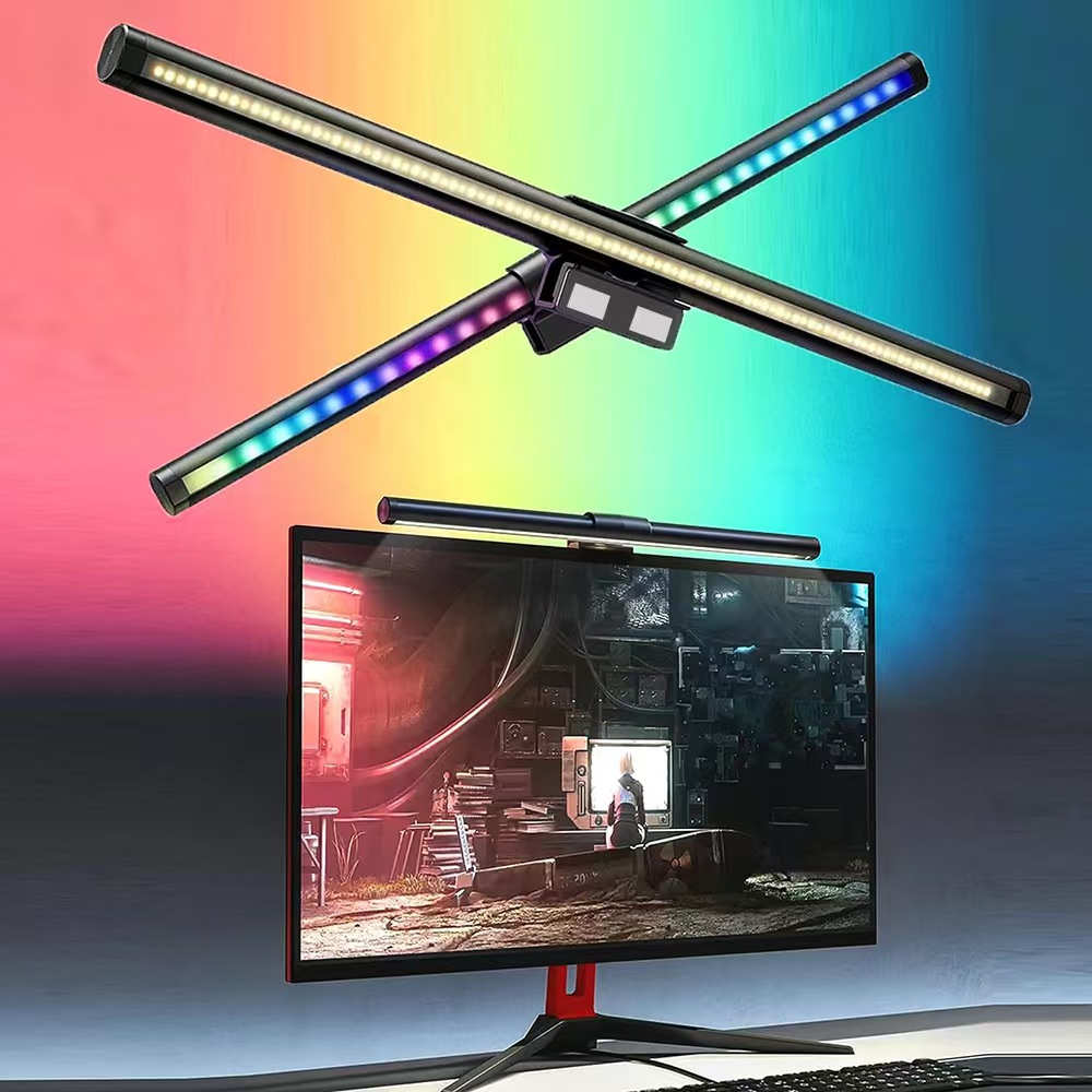 Photography Lighting Game - LED-Bildschirm-Hängeleuchte mit USB-Stromversorgung, stufenloses Dimmen, Augenschutz,