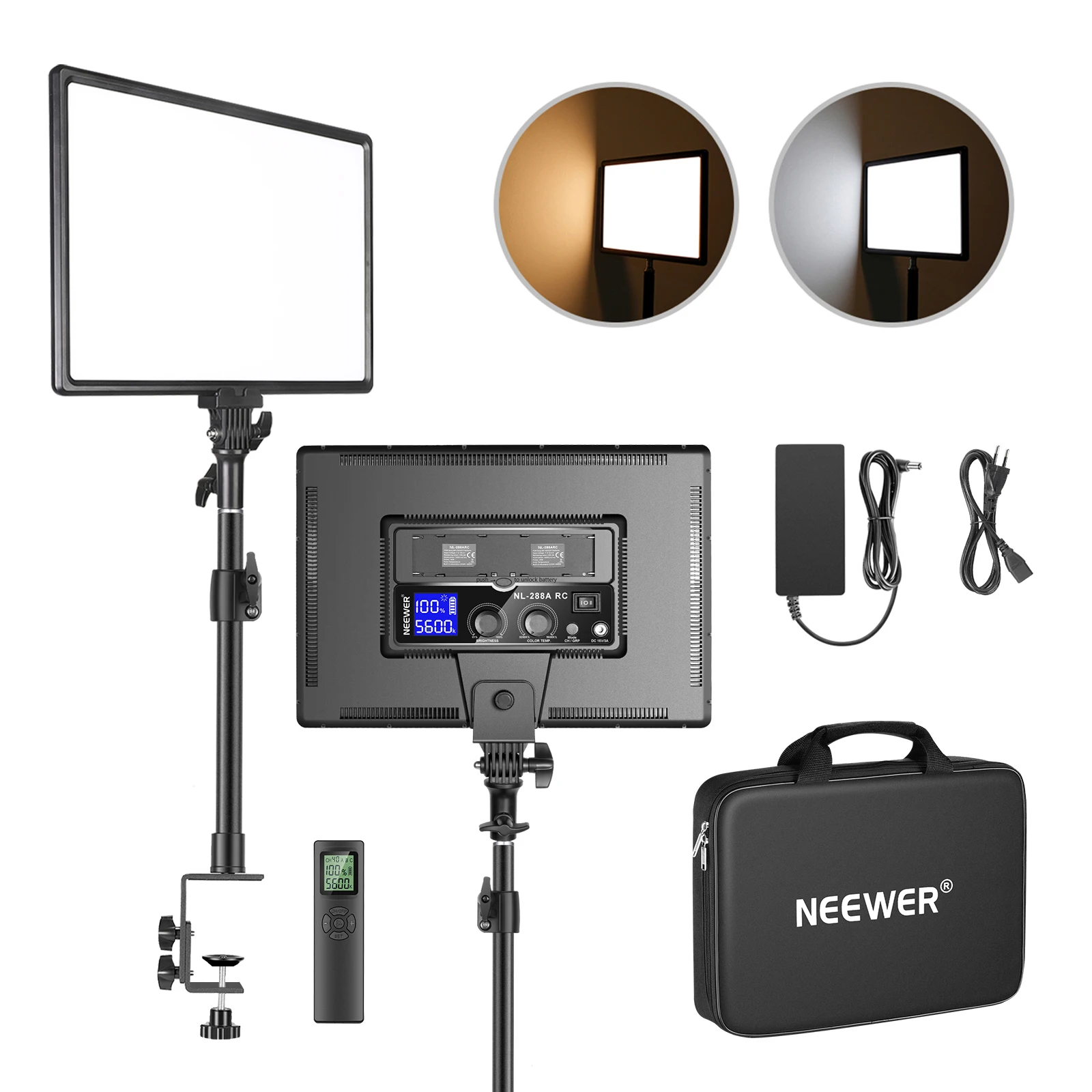Photography Lighting Kit Neewer - Neewer LED-Videoleuchte mit Tischhalterung und Fernbedienungs-Kit: