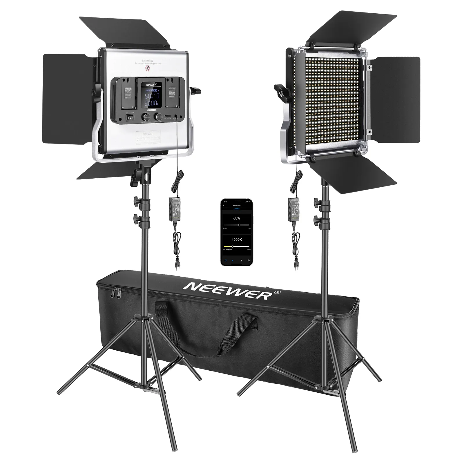 Photography Lighting Kit Neewer - Neewer 660 LED-Videoleuchte 40W, APP-Steuerung, Fotografie-Video-Beleuchtungsset,